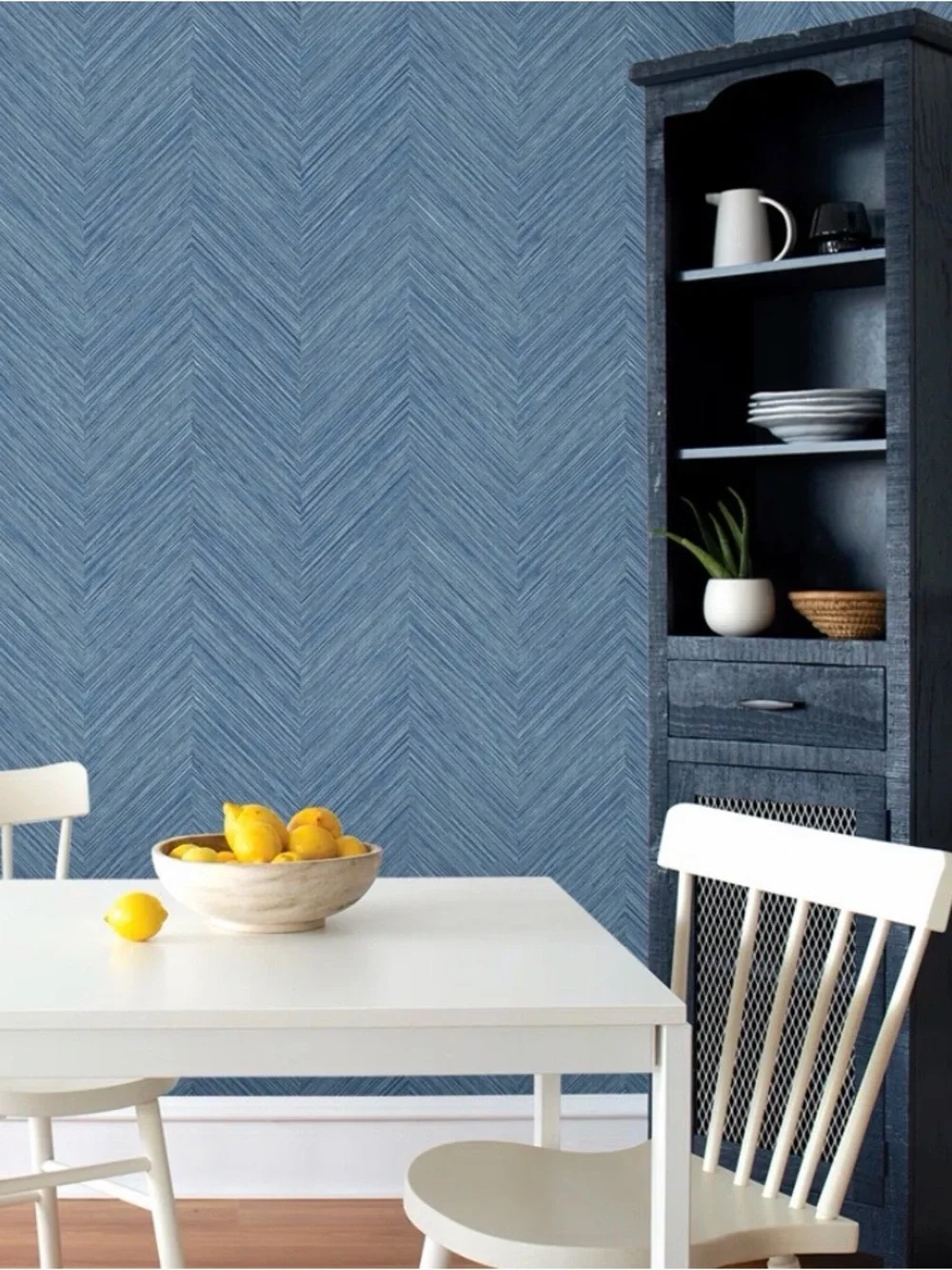 wade logan Blue Chevron Herringbone Texture Wallpaper